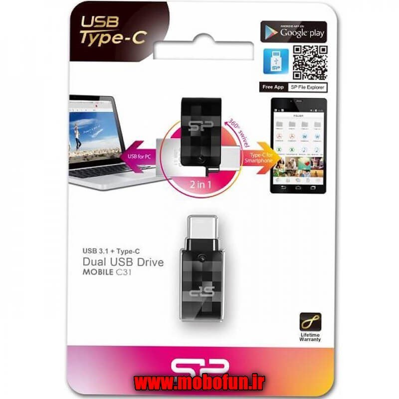 فلش مموری سیلیکون پاور Mobile C31 ظرفیت ۱۲۸ گیگابایت